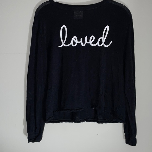 BLACK “LOVE” LOGO LONG SLEEVE TOP - Picture 1 of 4